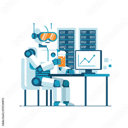 Concept of a machine learning illustration: a flat image set against a white background