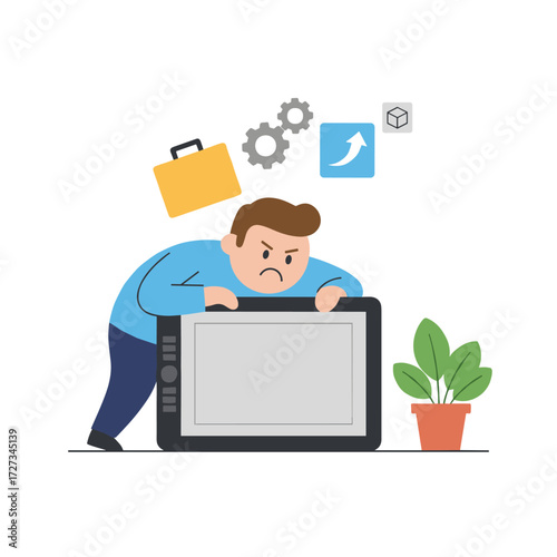 Illustration concept of a product designer on a white background