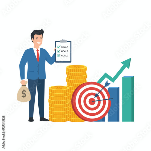 Illustration concept of a salesperson establishing sales targets