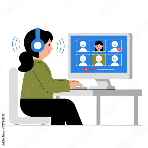 HR management conducts an online interview by video call, speaking with the candidate via webcam