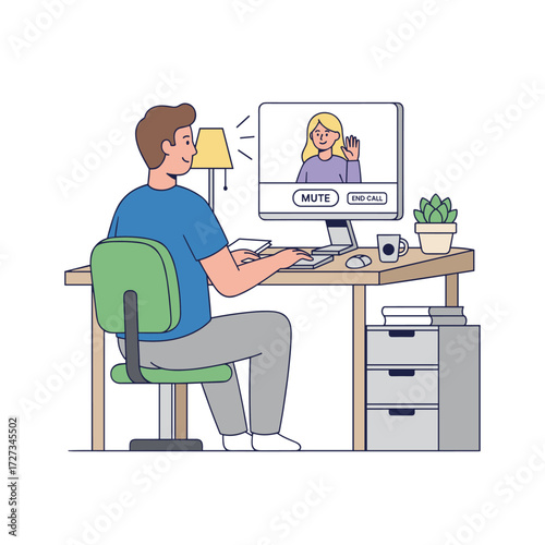 A young man working at home to stay safe from the COVID-19 pandemic