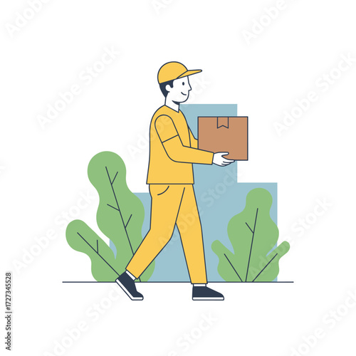 The courier is delivering the package