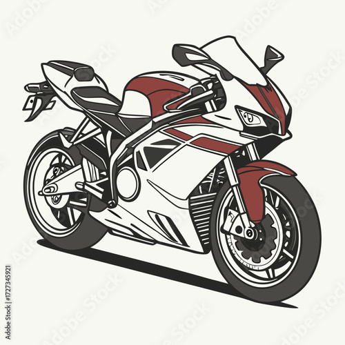 White And Red Sportbike Illustration