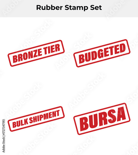 Rubber Stamp Set with Bronze Tier Budgeted Bulk Shipment Bursa on White Background