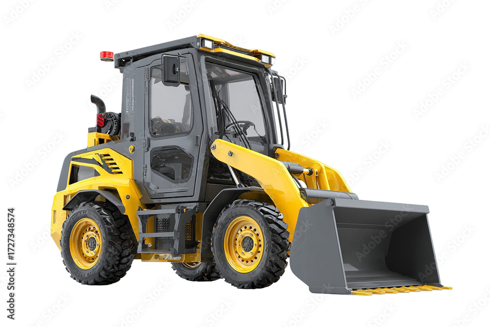 Fototapeta premium Yellow Skid Steer Loader – Heavy Equipment on Transparent Background