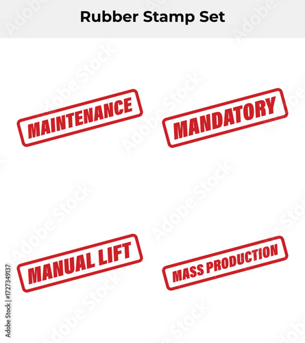 Set of Distressed Red Rubber Stamps Featuring Business Related Text on White