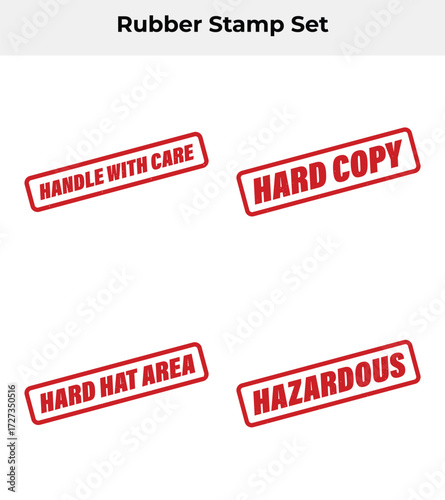 Set of Red Distressed Stamp Designs with Messages on White Background