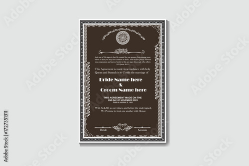 Artistic Muslim Wedding Contract Design Template