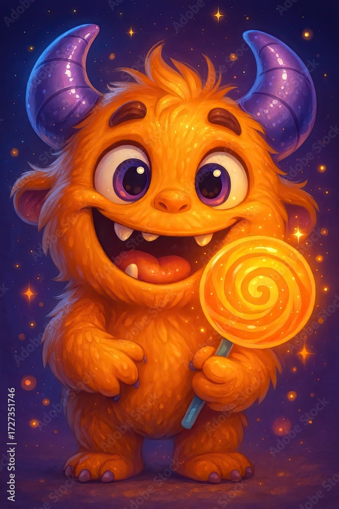Fototapeta premium Happy Halloween Beast Holding Candy Swirl