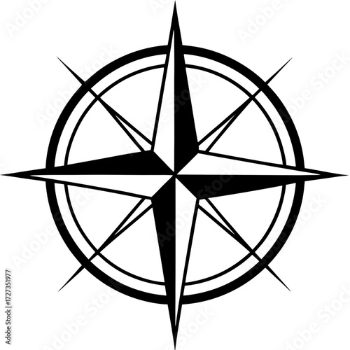 Compass rose illustration, a navigational instrument that shows directions