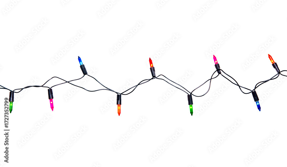 Naklejka premium String of Christmas lights isolated on white background With clipping path