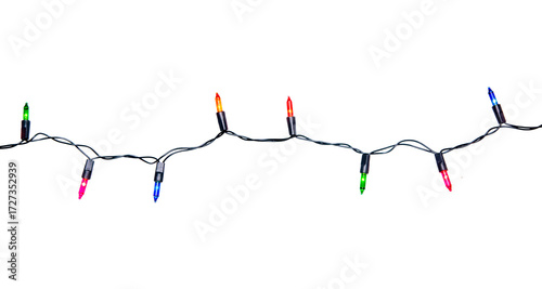 String of Christmas lights isolated on transparent background..