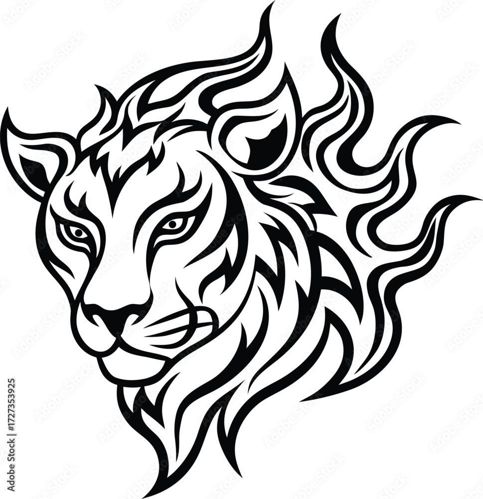 Fototapeta premium tiger head flame vector
