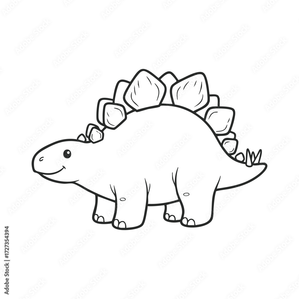 Fototapeta premium A cheerful cartoon dinosaur with a spiky back and a friendly smile, perfect for children's and designs.
