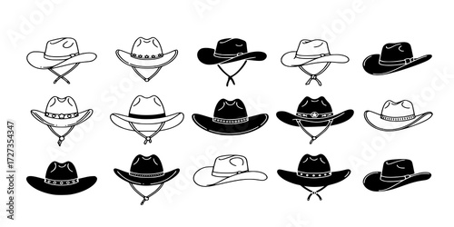 Cowboy hat icon vector set
