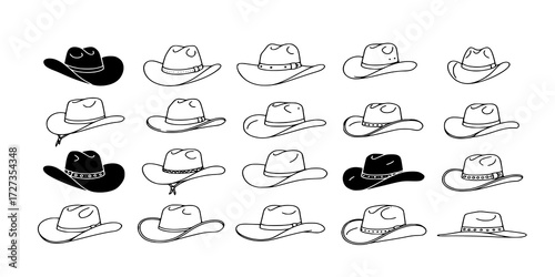 Cowboy hat icon vector set
