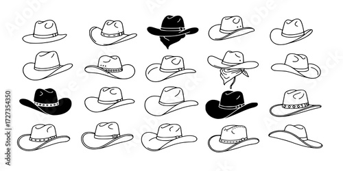 Cowboy hat icon vector set
