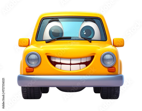 Cute Yellow SUV Emoji with Smiling Face PNG