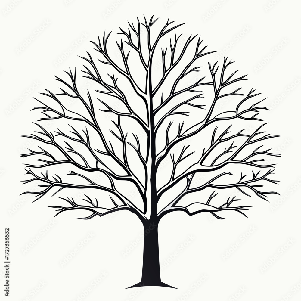 Obraz premium Black Colour snowy tree Vector Illustration, Solid White Background (2).eps