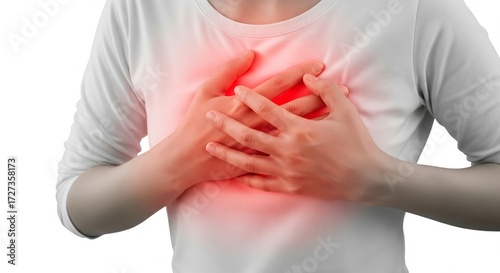 Woman Suffering Chest Pain – Heart Attack Symptom Concept