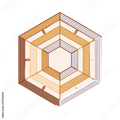 Stylized Hexagonal Woven Mandala Pattern, Geometric Bohemian Decoration