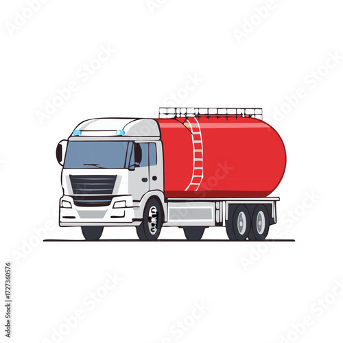Illustration of a Red Tanker Truck with a Ladder
