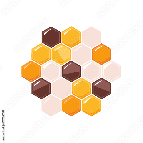 Honeycombs of Different Tones Arranged Together Representing a Beehive