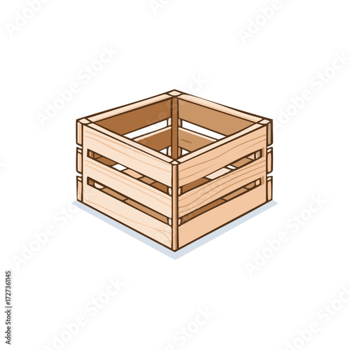 Isometric wooden crate for storing and transporting goods vector illustration