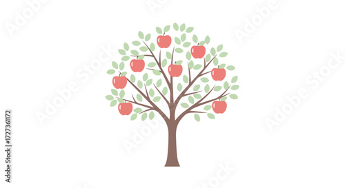 Apple tree with ripe apples.