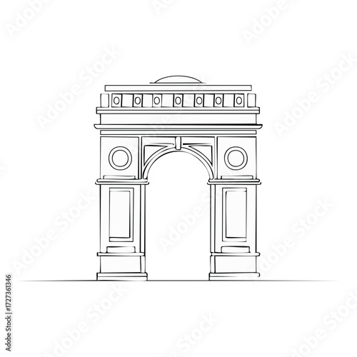 Line drawing of an archway with a detailed architectural design