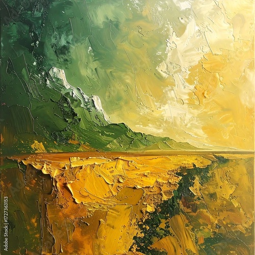 A textured landscape painting