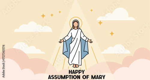 Assumption of Mary Illustration – Religious Christian Holiday Design