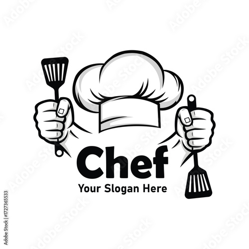 Vector art of chef hat and spatula logo