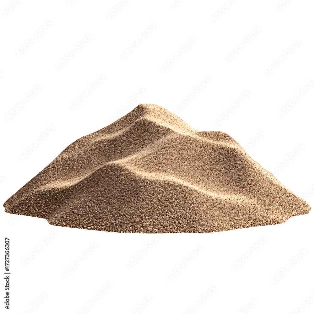 Fototapeta premium Pile of fine golden sand for construction or beach games, isolated on transparent background