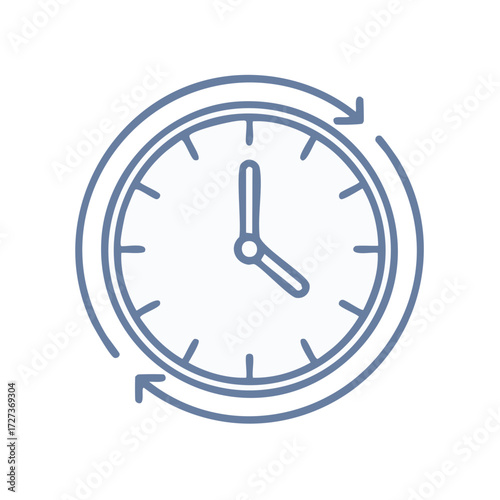 Circular Clock Icon with Arrow Indicators Portraying Time Efficiency and Productivity