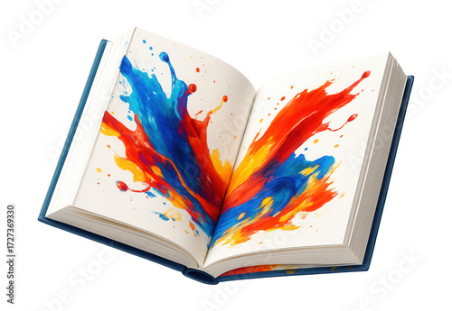 Creative abstract book with dynamic paint splash.
