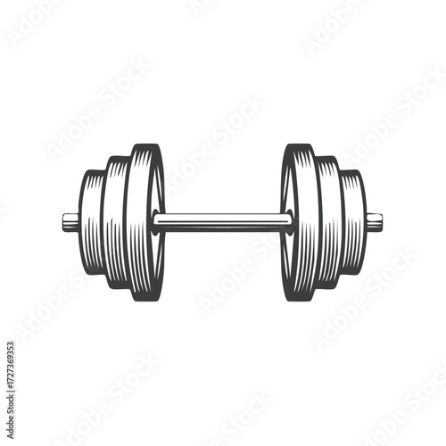 Vintage-style dumbbell illustration, gym equipment, fitness concept