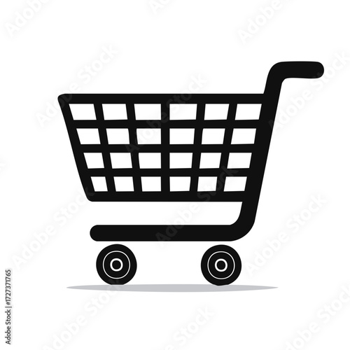 Shopping cart icon simple black silhouette symbol for online store or retail business