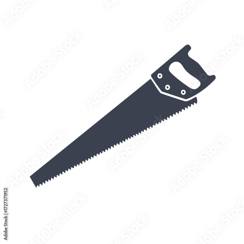 Dark Silhouette of a Hand Saw Tool with Jagged Blade and Handle