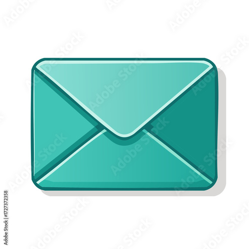 Vibrant teal closed envelope illustration representing communication and digital messages delivery