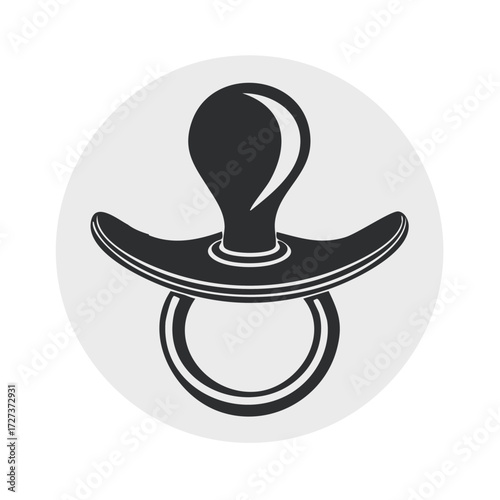 Baby pacifier icon black and white vector illustration for newborn care and comfort