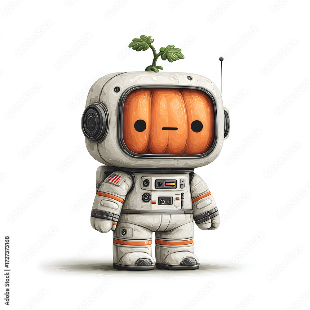 Fototapeta premium Cute Pumpkin Astronaut Character in Whimsical Space Theme