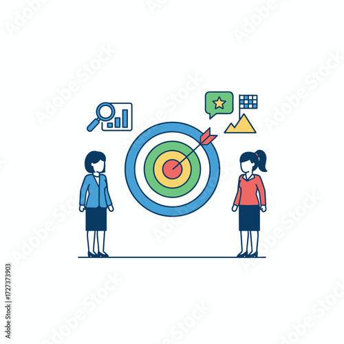 Illustration concept for the target audience on a white background