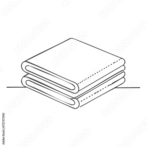 Line art illustration of two stacked folded fabrics or towels organized clean household items