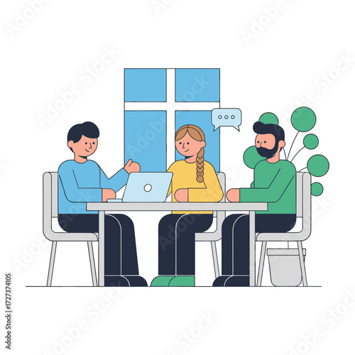 Concept of a flat vector illustration for team building, isolated on a white background