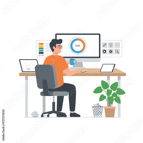 Illustration concept by a graphic designer on a white background