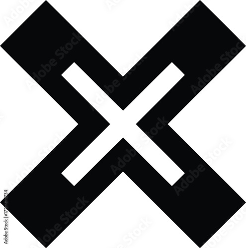 Bold black x mark symbol minimalist design geometric abstract icon graphic vector