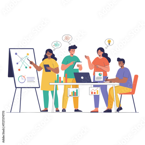 Flat illustration of a team leader concept, isolated on a white background