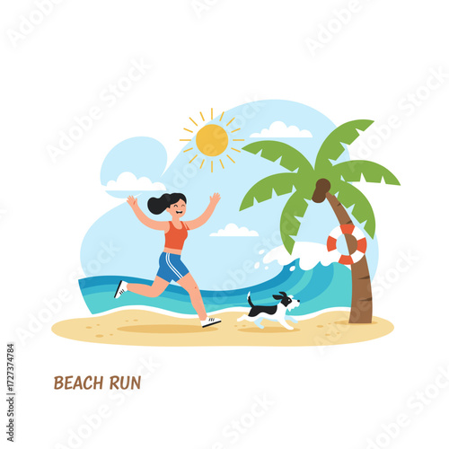A runner jogs along the shoreline to kick off the day with a revitalizing exercise