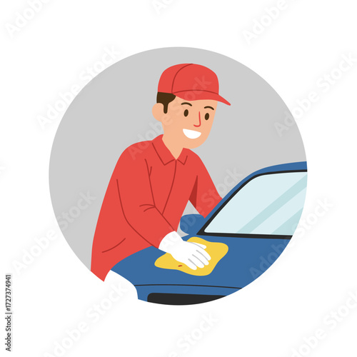 Concept for a flat vector illustration of an oil change and lube, isolated on a white background